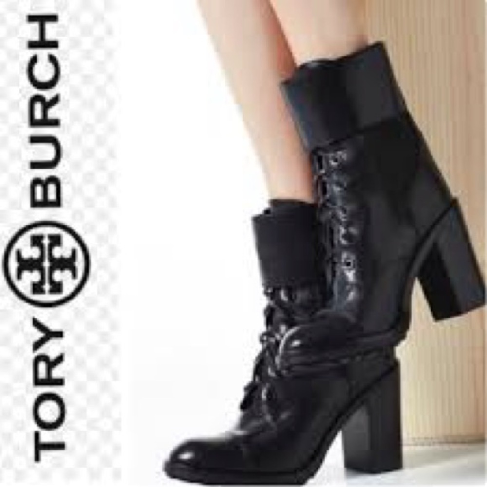 Tory Burch Black Lace-Up Women's Boots